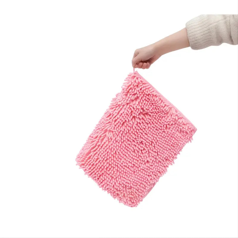 Soft Pink Chenille Non-Slip Bath Rug for Home Decor