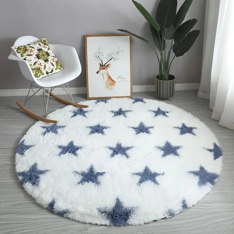 Fluffy Nordic Round Rug for Bedroom and Living Room
