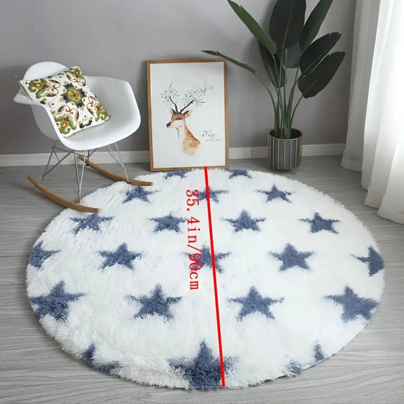 Fluffy Nordic Round Rug for Bedroom and Living Room