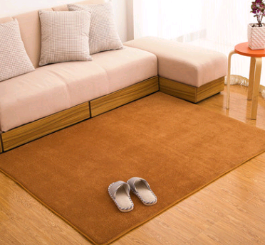 Brown rug on a wooden floor