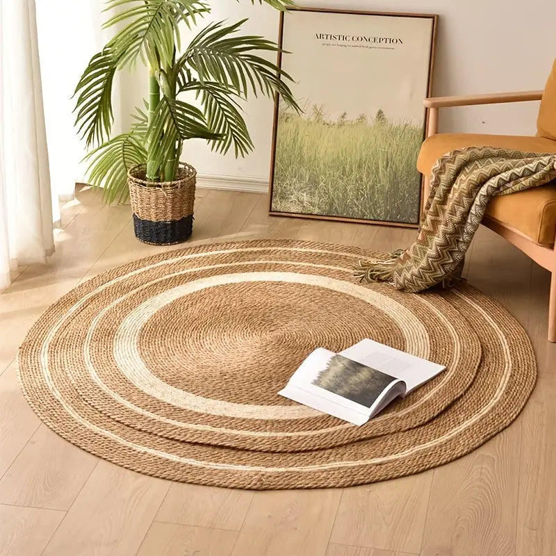 Nordic style woven carpet for home and bedroom by Limestoneshop, featuring a textured, neutral-toned design perfect for cozy interiors.