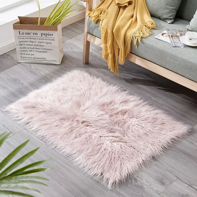 Pink fluffy rug 