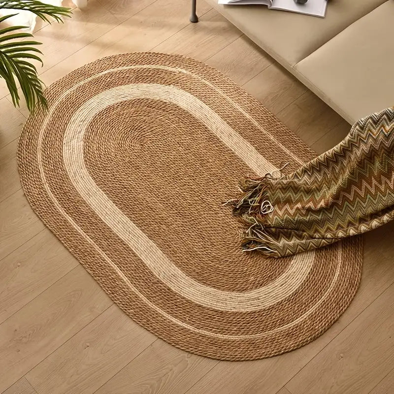 Nordic style woven carpet for home and bedroom by Limestoneshop, featuring a soft, textured design in neutral tones.