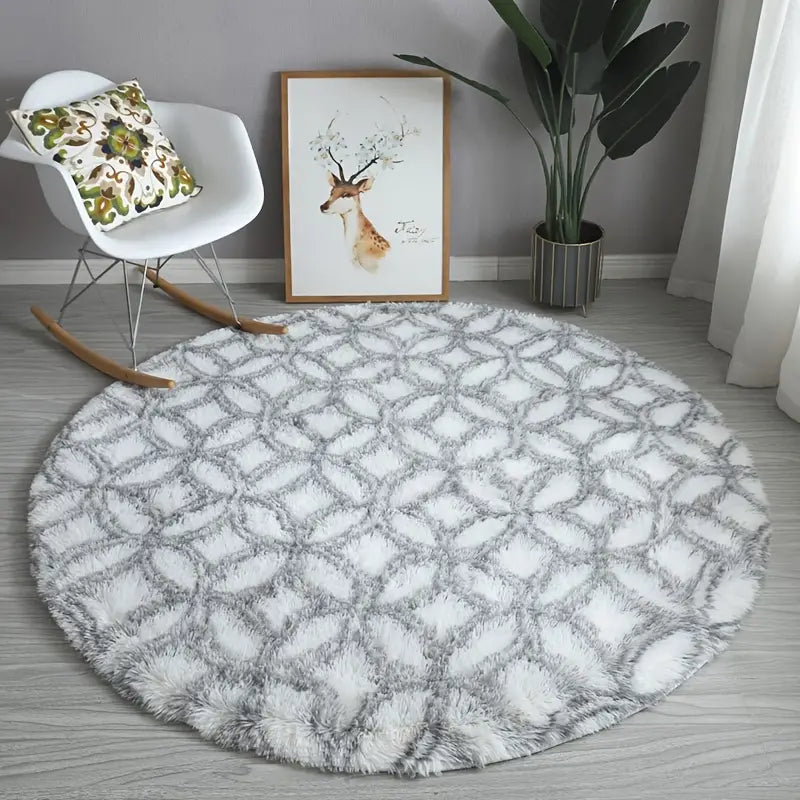 Fluffy Nordic Round Rug for Bedroom and Living Room