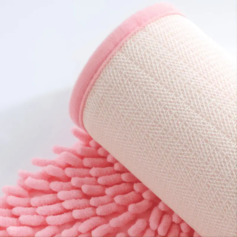 Soft Pink Chenille Non-Slip Bath Rug for Home Decor